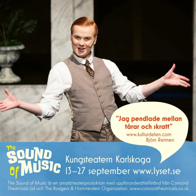 ✨ SISTA VECKAN ✨

Efter en fantastisk helg kliver vi nu in i den absolut sista veckan med vår succé ”The Sound of Music” på Kungsteatern.

Fyra föreställningar kvarstår, i skrivande stund finns totalt 20 st biljetter kvar fördelade mellan onsdag 24/9 och torsdag 25/9. Hinner du knipa en innan de försvinner?

Blev du utan biljett? Chansa och kom till Kungsteatern en timme innan föreställningstid, i virustider kan det bli sjukfrånvaro i publiken med kort varsel. 

👉 lyset.se

Nu flyger vi högt över bergen en sista, känslosam vecka. Välkomna!

#soundofmusic #kungsteatern #teaterföreningenlyset #karlskoga