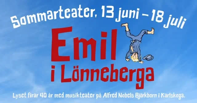 .
🍃 BILJETTSLÄPP MÅNDAG 4 MAJ KL. 12:00 🍃

Äntligen är det dags för biljettsläpp till Lysets uppsättning av Astrid Lindgrens älskade”Emil i Lönneberga”.

Det är tre år sedan vi senast gav ett sommarspel på Alfred Nobels vackra Björkborn, i sommar bjuder vi på musikteater för hela familjen och för alla åldrar.

Emil, som gör fler hyss än det finns dagar på året, bjuder in er alla till Karlskogas eget Katthult! 💕

Läs mer på:

👉 www.lyset.se

#emililönneberga #teaterföreningenlyset #karlskoga #sommarteater