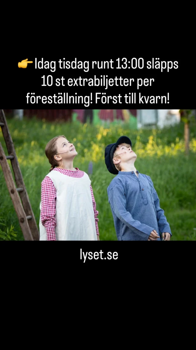 Högt tryck på biljetter till Emil i Lönneberga! Vi släpper 10 st extrabiljetter per föreställning idag vid 13:00. Först till kvarn!

#emililönneberga #teaterföreningenlyset #Björkborn