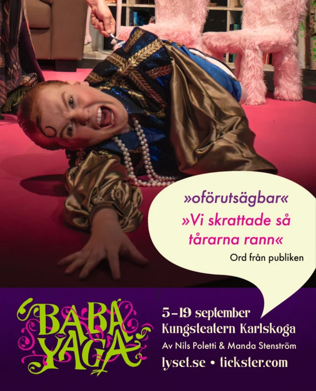 .
😈 5 DAGAR KVAR 😈

💜 Nypremiär Baba Yaga 5/9 på Kungsteatern 

💜 Spelas endast i 2 veckor - 7 föreställningar 

💜 Biljetter och mer info: lyset.se

😈 Rekommenderas från 13 år

#babayaga #teaterföreningenlyset #kungsteatern #karlskoga #vulgärterapi